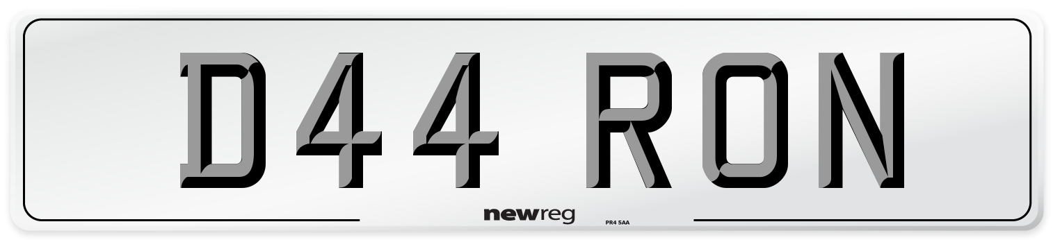 D44 RON Number Plate from New Reg